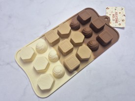 Molde silicona tricolor bombones figuras rayadas